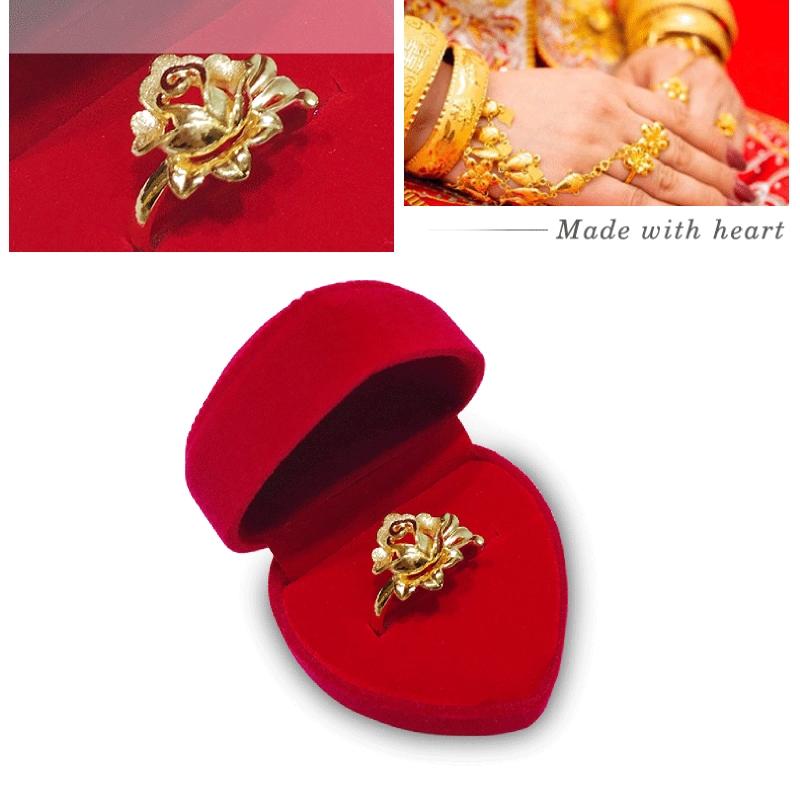 Valentinstagsgeschenk Roter Herzförmiger Ringbox Verlobung Hochzeitszeremonie Samt für Etui für Ring Ohrring Schmuck