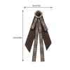 Vintage Brown Plaids Ribbon Pre Tied Bowtie Brooch Pin Women Corsage Shirt Jabot Collar Uniform Bowknot Necktie Clip