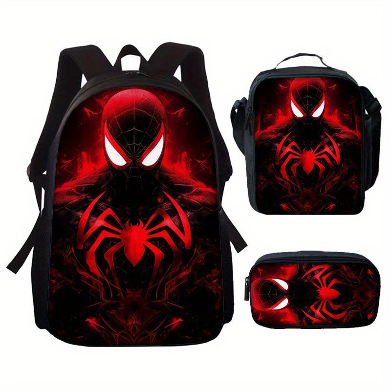Spiderman School Backpack Set With Oxford Fabric Breathable Waterproof For Kids