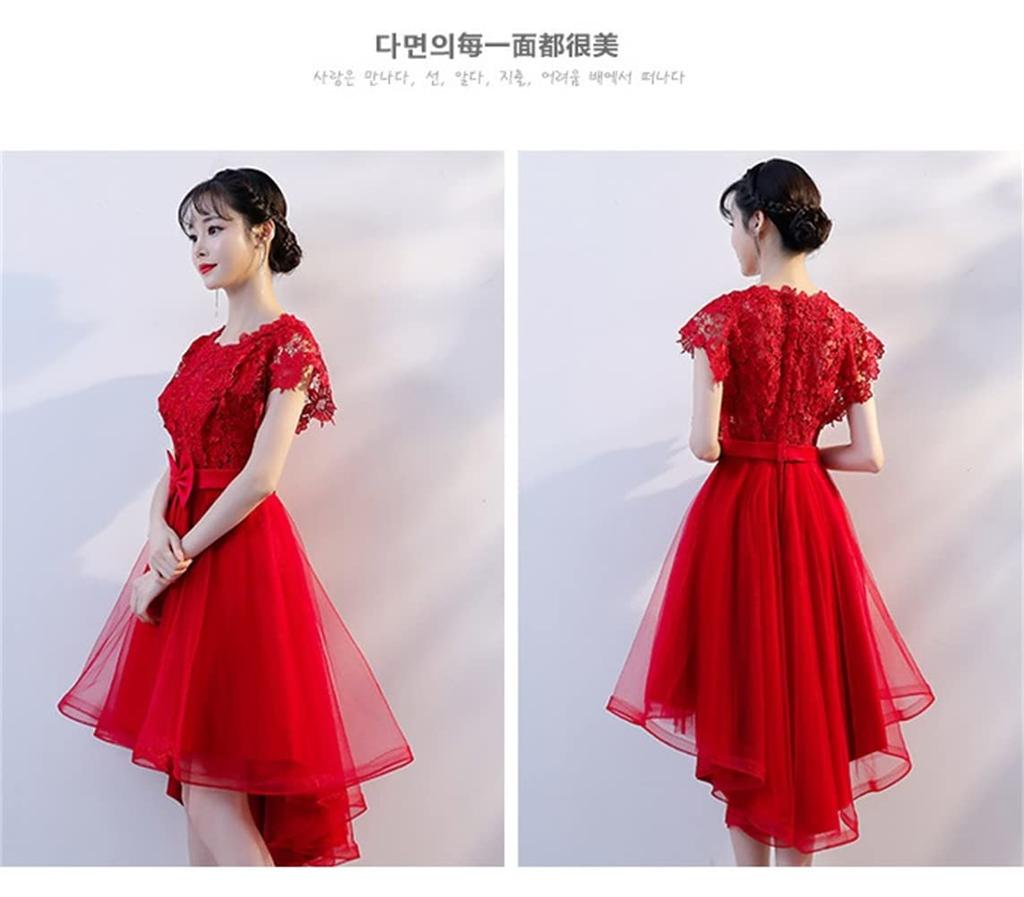 JINZUOMA Party Evening Wedding Concert Lace Tulle Midi Elegant Formal Dress with Lace Floral Perfect for Wedding and Parties Size Women's Dress,