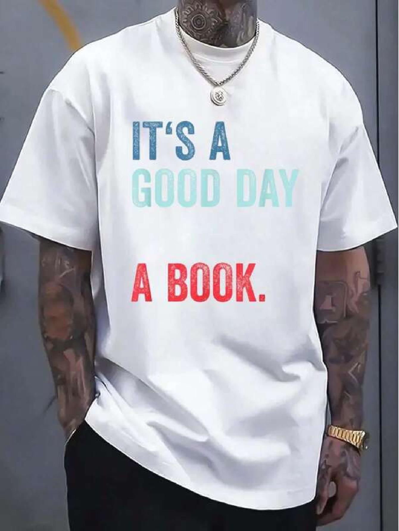 

Wo& It s a Great Day for Reading Cotton T-shirt - Soft Everyday Book Lover Tee L