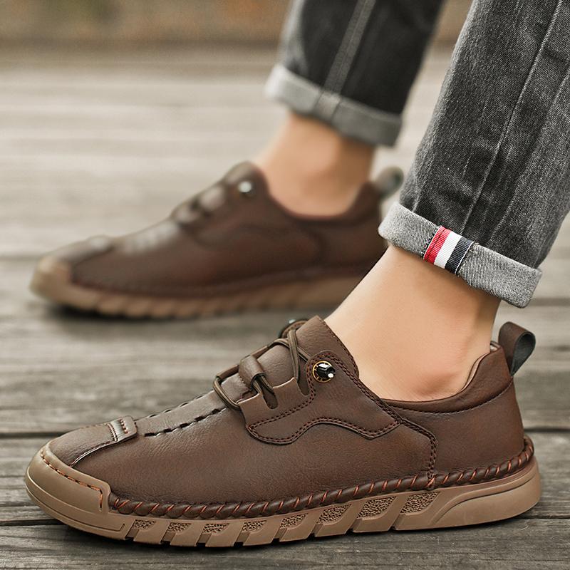 Brand Leather Men's Shoes Breathable Driving Shoes Designer Outdoor Men Loafers Lace-Up Men Flat Casual Shoes Fashion Moccasins