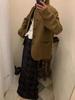 Viaplan Korean Autumn/Winter Elegant Retro Plaid Wool A-line Skirt