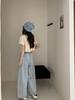 Ting Lan White Cow Elastic Loose Wide-Leg Slimming Casual Nine-Point Pants
