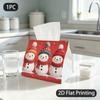 1pc Tissue Box, Playful Winter Snowmen Cheerful Pattern, 2D Flat Printing, Crafted with Strong Polyester, Machine Washable, Napkin Dispenser, for Wash