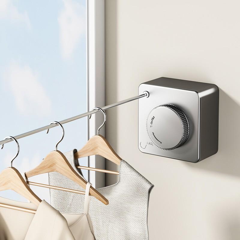 Retractable Stainless Steel Clothesline Indoor Balcony Window Bathroom Hotel No Drill Installation