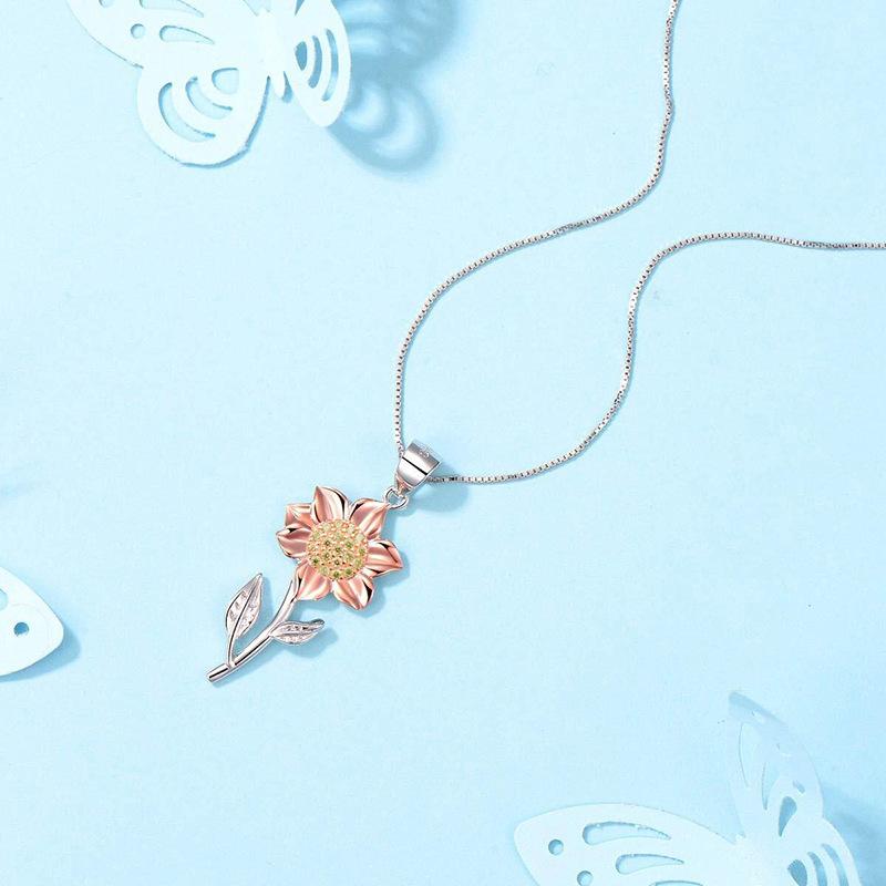 Sunflower Gold Plated Rose Gold Ladies Clavicle Necklace, Accessories