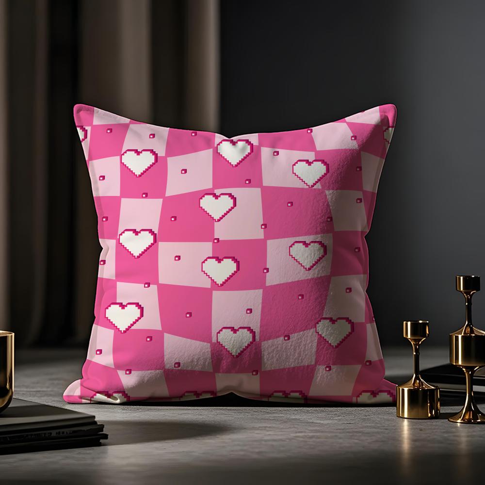 Valentine's Day Stickers X Cushion Cover Anti-dustmite Pillowcase Invisible Zipper Silky Short Plush Sofa Cushion Cover