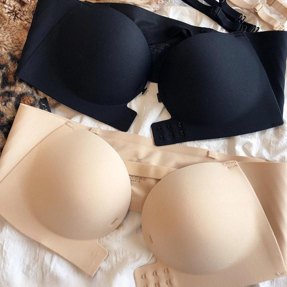 Summer Front Buckle Seamless Bra Women Detachable Strap Invisible Underwear Sexy Push Up Bralette Anti-slip Intimates Lingerie