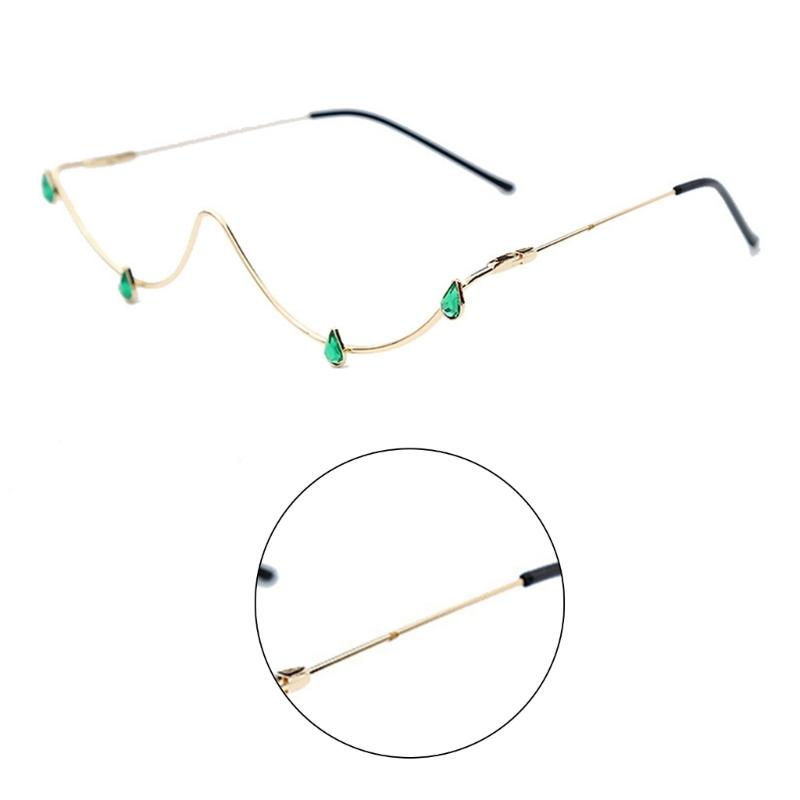 Hip Hop Rhinestones Sunglasses Stylish Decorative Eye Glasses Half Frame W Shape Live Show Party Photo Props