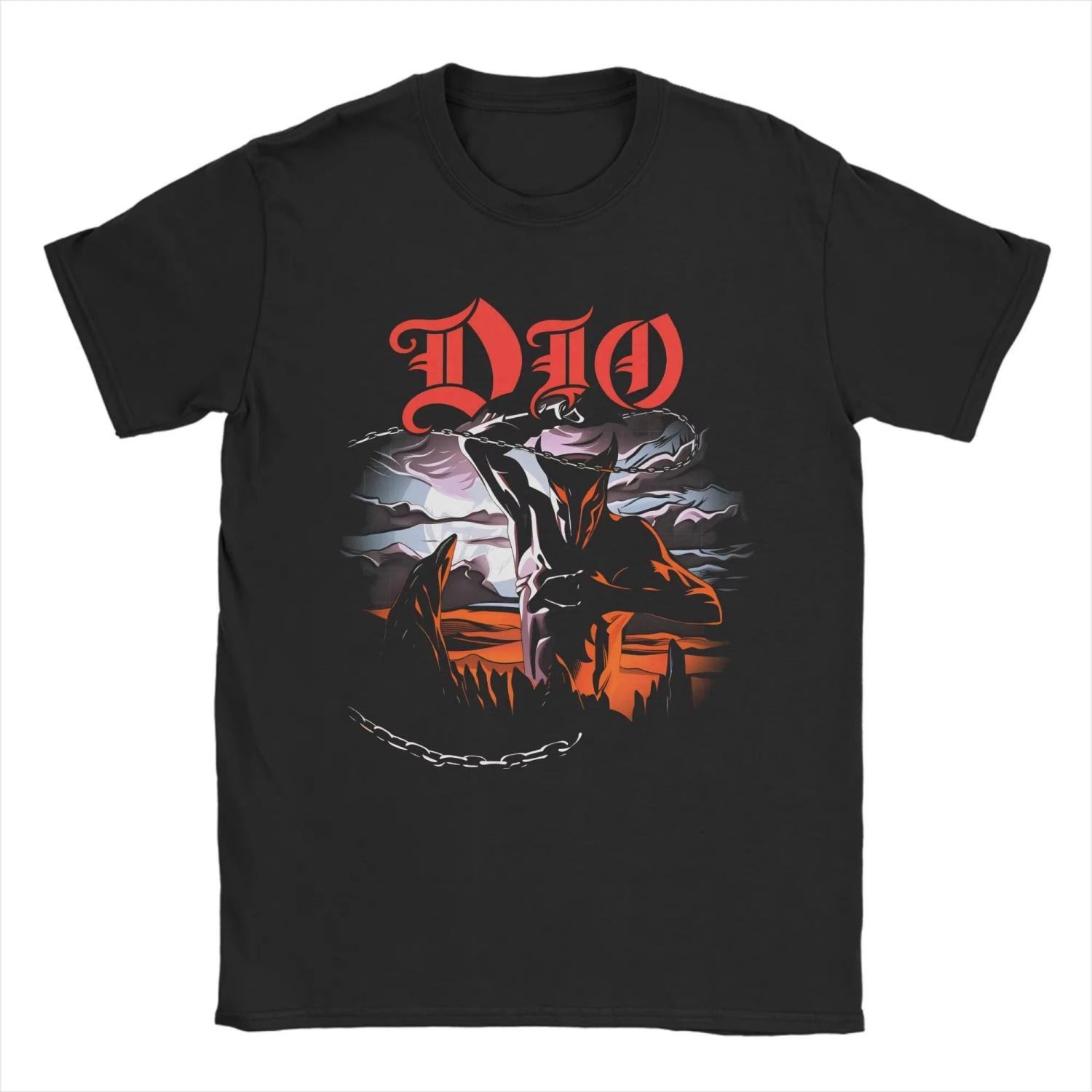 

Мужская футболка Dio Band Винтажная 100% Хлопок Футболки с коротким рукавом Круглый вырез Одежда Большие размеры S чёрный
