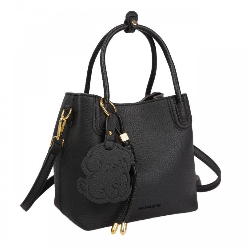 Korean Style Niche Casual Simple Lychee Pattern Portable Bucket Bag Temperament All-matching Work Commuter Mother Cross-body Women