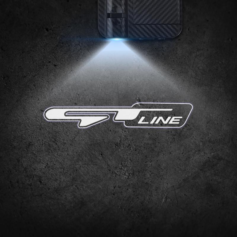 For Hyundai Peugeot GT Line Emblem Sportage R Ceed Sorento Car Door Light Welcome Lamp Wireless Laser Projector Auto Decoration
