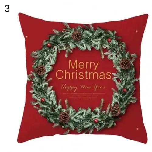 Christmas Themed Throw Pillow Cover With Short Plush Print Living Room Sofa Decoration Cushion Cover Pillow Covers Decorative