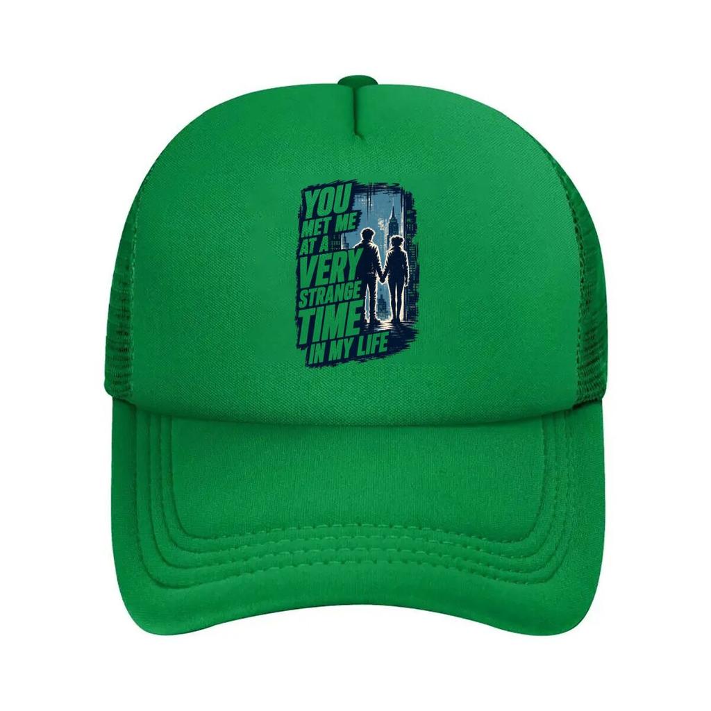 Strange Time Nostalgic Quote Silhoue Mesh Baseball Cap For Womens Unisex FeUnisex Beach Dad Hat Hip Hop