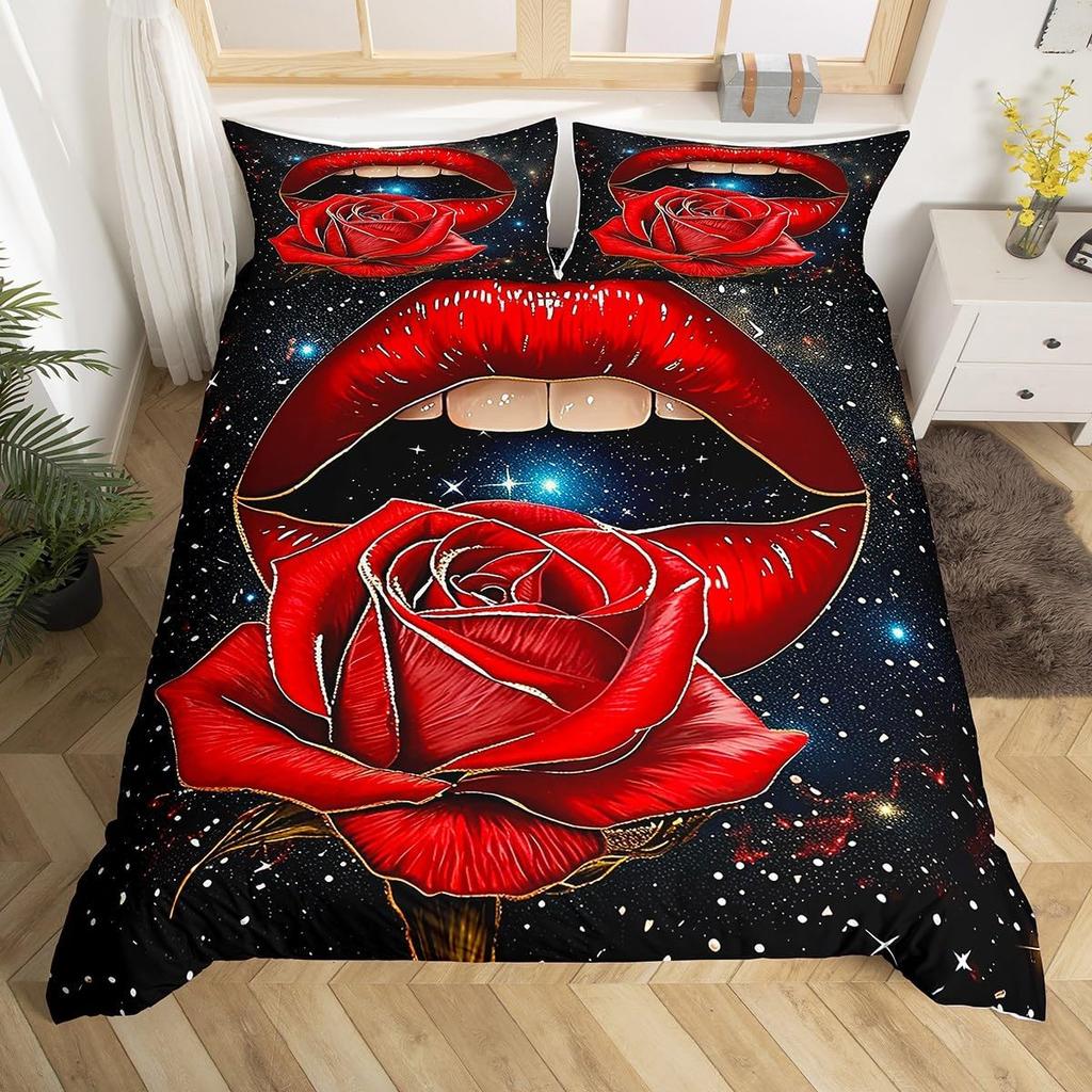 Comforter Love Heart Romantic Bedding Set Microfiber Valentine'S Day Full King For Boys Girls Adults Bedroom Decor