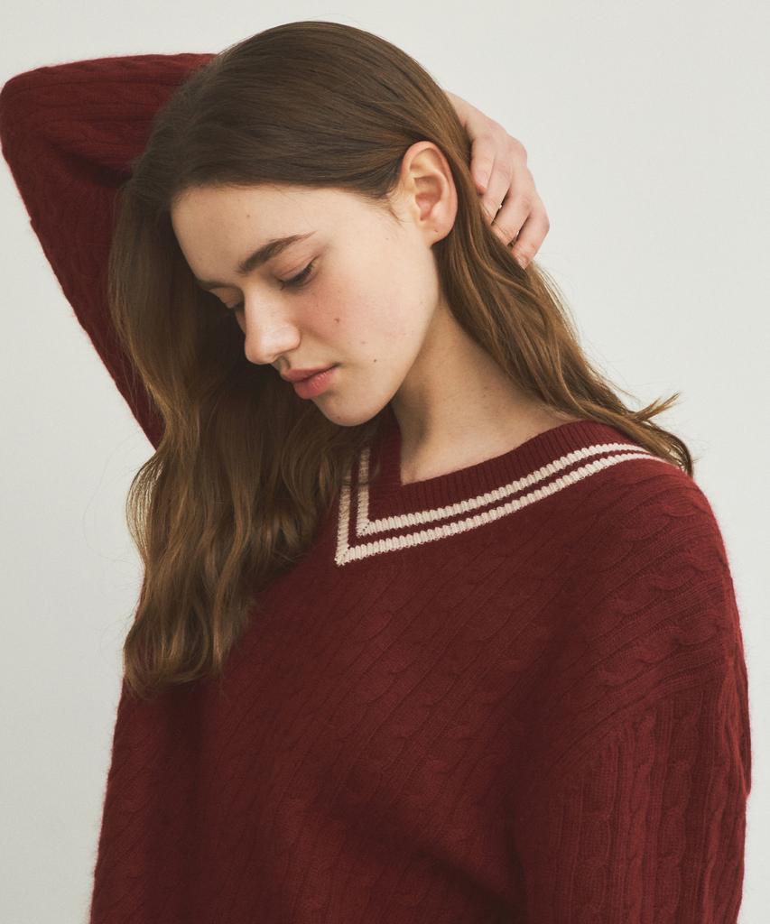 Wednesday Oasis For Woman W/Always Cable V-Neck Knit_3 Colors (Wc25-Kn12)