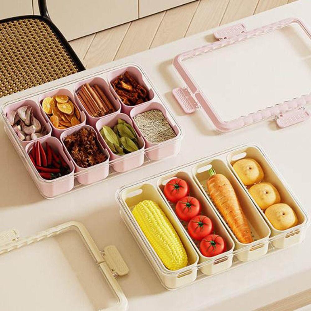 Clear Divided Serving Tray Plastic Seasoning Separator Box Portable Candy Organizer  for Home