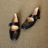 Sheepskin version~ Retro literary and artistic style with shallow mouth small single shoes women's simple leather comfortable flat Mary Jane shoes