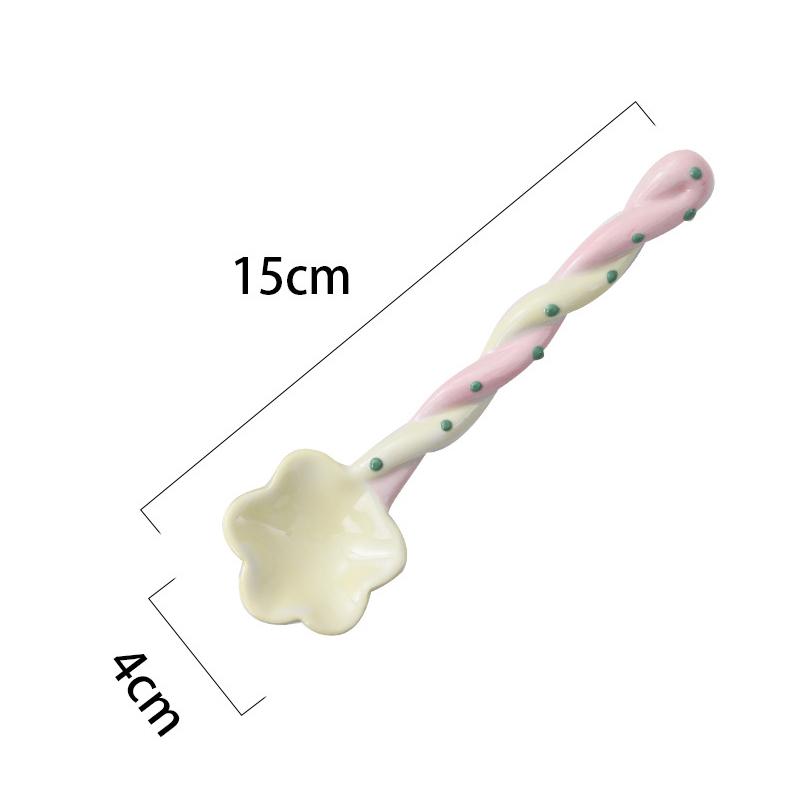 1Pc Ceramic Long Handle Spoon Cute Ice Cream Hand Painted Dessert Spoon With Long Handle Kitchen Tableware Accessories