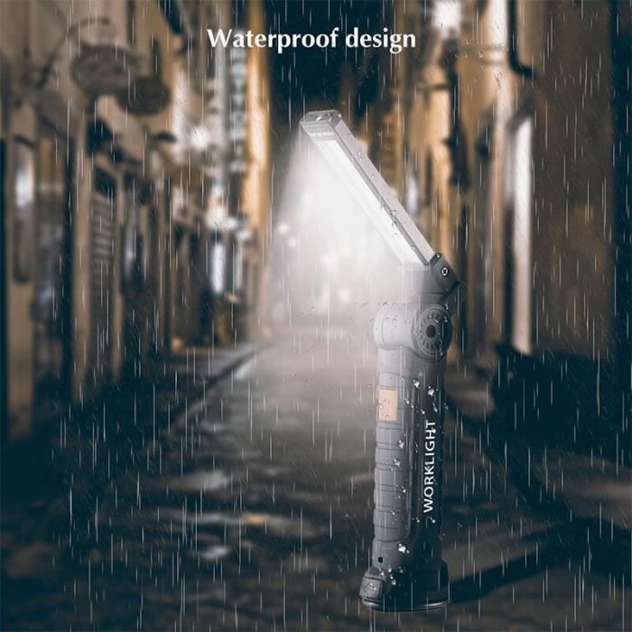 Lampe de travail magnétique de 8000 Lumens, lampe de poche étanche Rechargeable par USB COB 5 Modes lampe de tr Big Size -WGHY2378