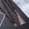 Collana con Perle di Pietra Naturale da 108 con Nodi e Nappe Occhio di Tigre Giallo per Meditazione Yoga Preghiera e Catena per Maglione