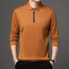 Men's Long Sleeve Half-Zip Polo Shirt - Casual Turn-Down Collar for Middle-Aged & Young