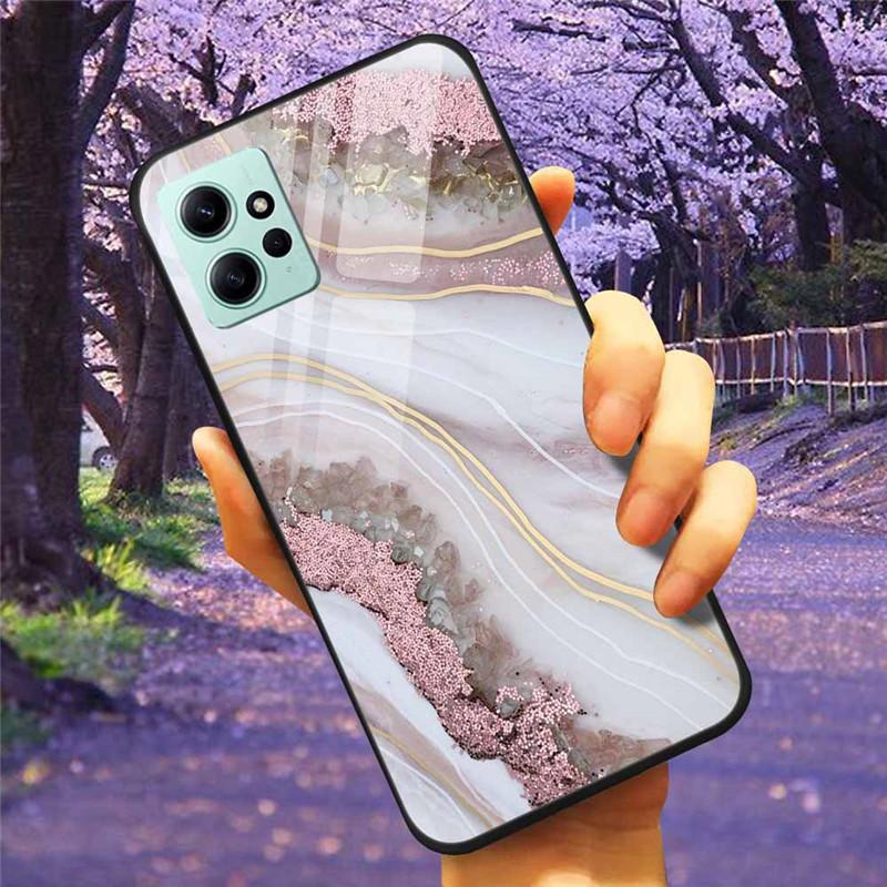 For Xiaomi Redmi Note 12 4G 2023 Case Tempered Glass Starry Marble Hard Back Protective Cover for Redmi NOTE 12 Note12 4G Global