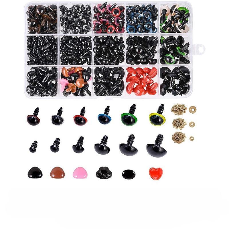 570 Pcs Plastic Safety Eyes and Noses with Washers Craft Doll Teddy Bear Nose for Amigurumi Crafts Crochet Toy Stuffed Animals