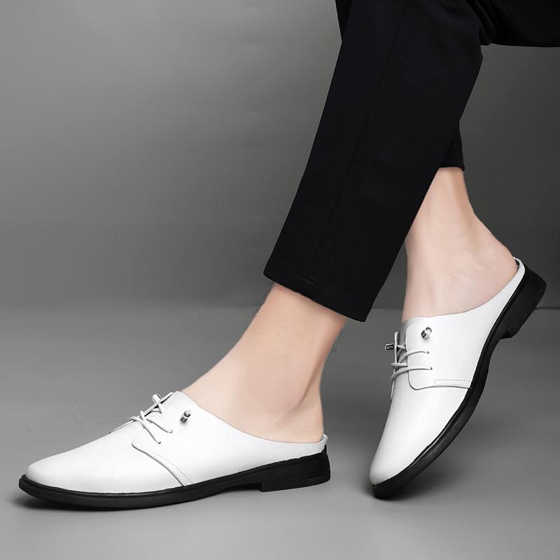 Fashion Trendy men's half slippers Breathable and Brand Designer Styles party and nightclubs Daily comfortable spring summer flat shoes