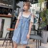 WTEMPO Salopette Estiva in Denim Donna Jeans Salopette Lunga Pantaloni Tasche con Cerniera Senza Maniche Salopette Jeans Regolabili