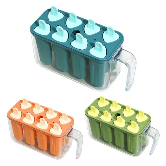 Eisform 8 Fächer Lebensmittelqualität Leicht zu lösen DIY Sommer Gefrierschrank Eis am Stiel Form Eisstiel Behälter Küchenzubehör