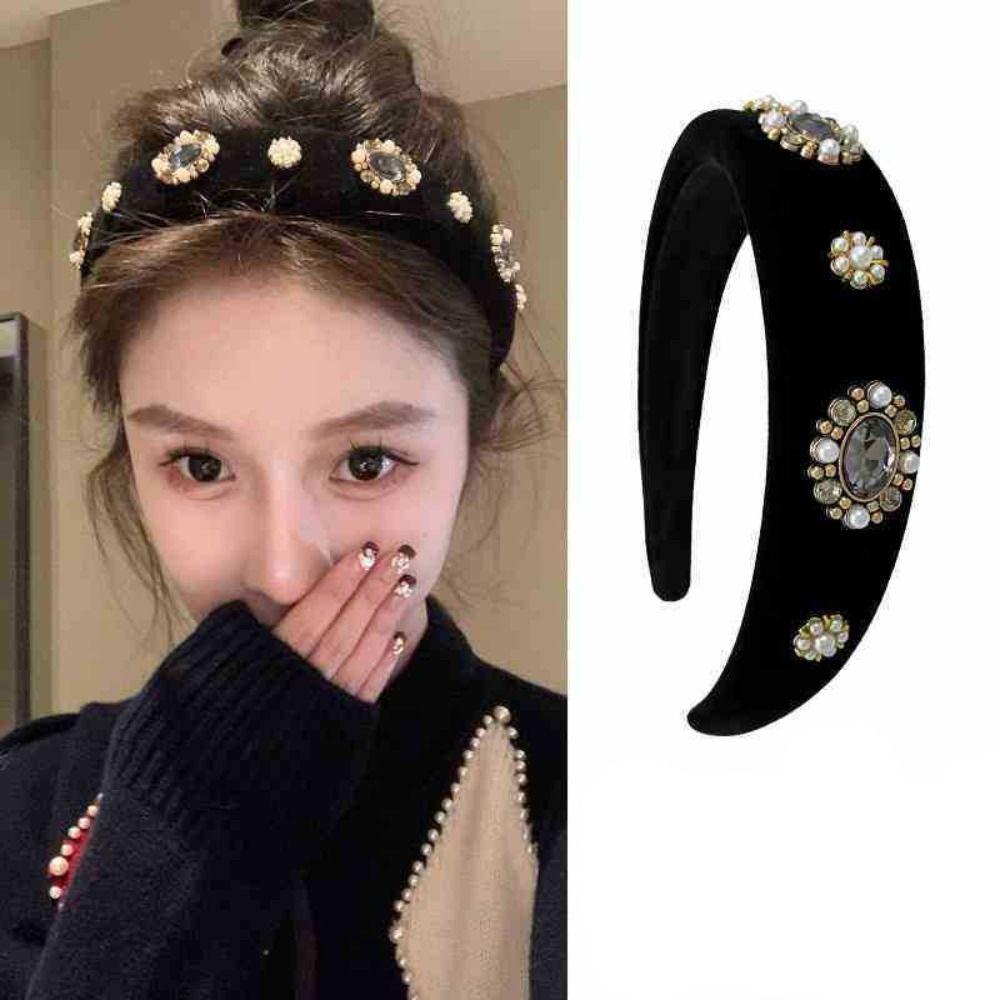 Sparkly Rhinestone Velvet Headband Elegant Design Hair Hoops Rhinestone Headband  Women Girls