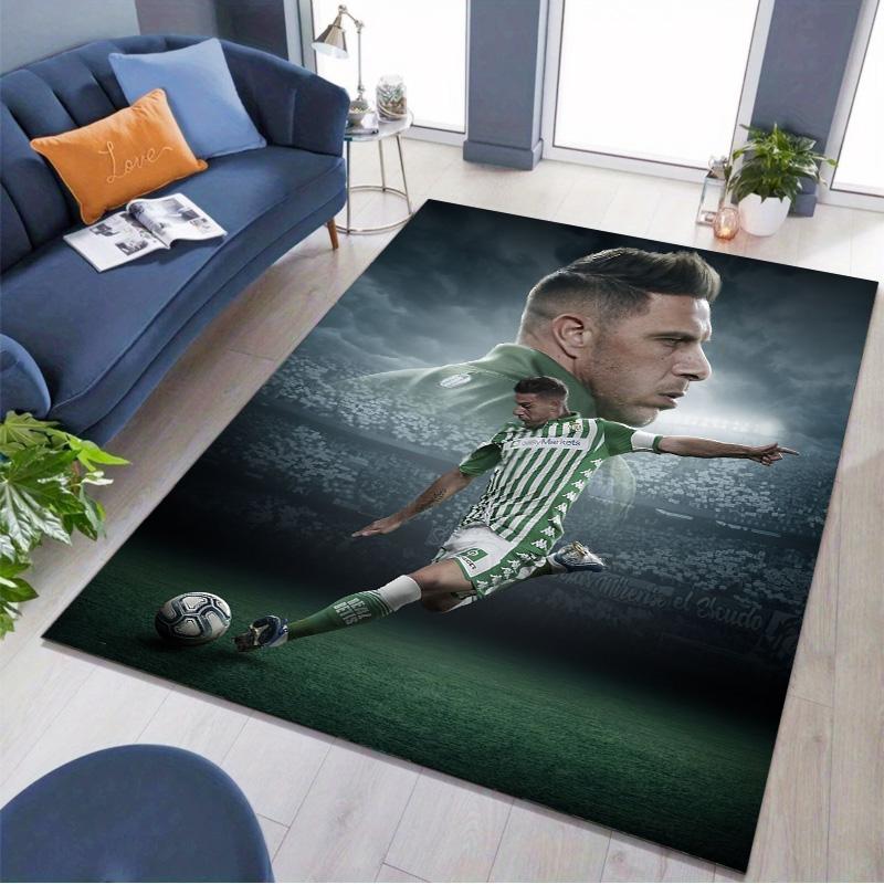 Green White Jersey Football Player Poster Print Area Rug, Sports Fan Non‑Slip Floor Mat for Living Room Bedroom Home Decor