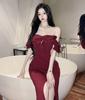 Spring Red Evening Dress Women's Summer Off Shoulders Black Long Prom Dresses