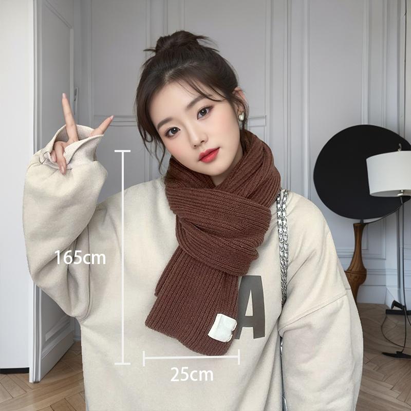 

Однотонный вязаный шарф Женский зимний теплый шейный платок Повседневный шарф на все случаи жизни коричневый
