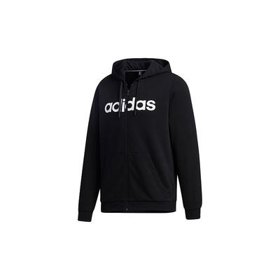 adidas Neo Alphabetic Print Casual Sport Zip Hoodie Jacket Men Outerwear Black GJ8927