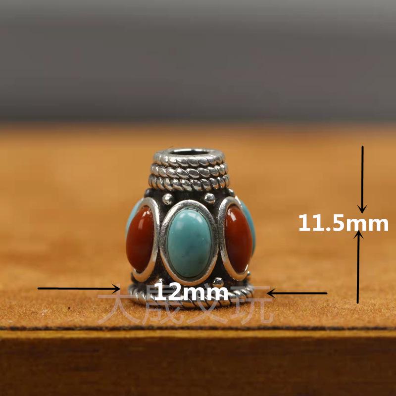 108-Bead Red Sandalwood & Passion Fruit Seed Silver Vajra Stupa Buddha Head Accessory