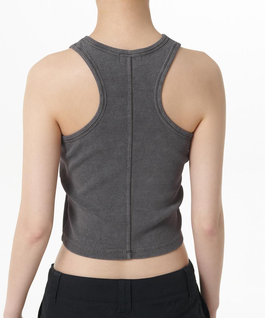 MUSINSA STANDARD WOMAN Women'S Ribbed Pigment Racer Back Tank Top [Dark Grey]