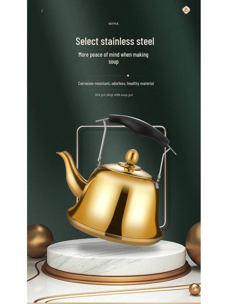 Commercial Stainless Steel Whistling Kettle for Tea & Soup Refill in Restaurants & Homes
