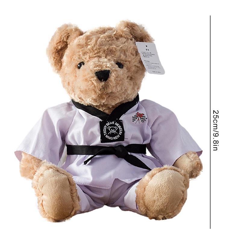 Kawaii Chinese Kong-Fu 25cm Plush Toys Stuffed Soft Bear Doll Kids Couple Wear Taekwondo Clothes Child Birthday Gift
