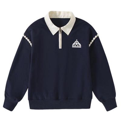 Romon Girls' Academy Style Polo Collar Sweatshirt