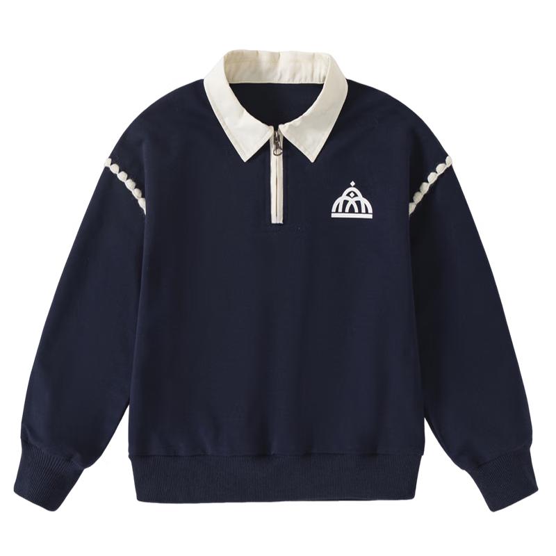 Romon Girls' Academy Style Polo Collar Sweatshirt