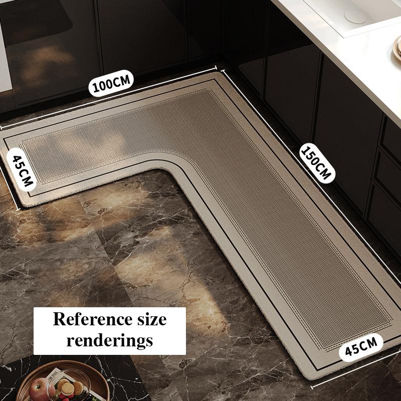 Alfombra de Cocina Impermeable Antideslizante Resistente al Desgaste Alfombra en Forma de L Minimalista Líneas Geométricas Alfombras Decoración del Hogar