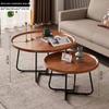 Walnut Minimalist Round Side Table – Italian Luxury Coffee Table for Living Room
