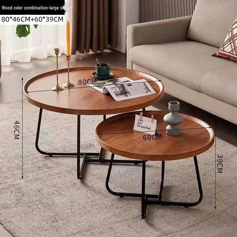 Walnut Minimalist Round Side Table – Italian Luxury Coffee Table for Living Room