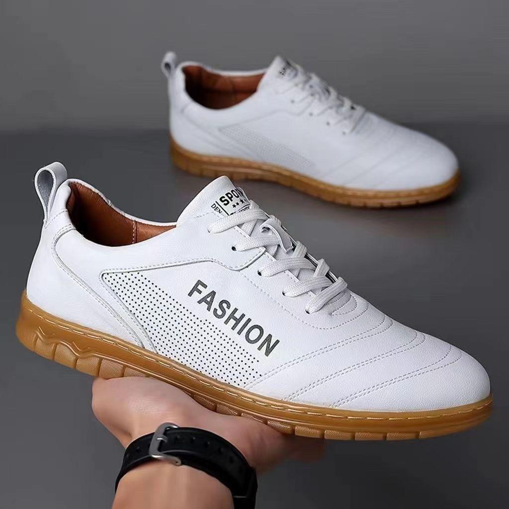 

Модная молодежная студенческая обувь на шнуровке, нескользящая кожаная обувь для мужчин, белая обувь-слипон из полиуретана, обычная, удобная, по акции, социальная мужская повседневная обувь 44