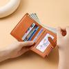 Portable PU Leather Women's Purse Solid Color Folding Design Short Wallet Pull-out Design Large Capacity Leather Purse for Women