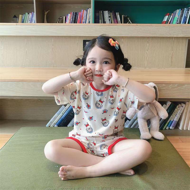 Ice Silk Baby Summer Pajamas - Short-Sleeved and Loose Fit for Boys and Girls