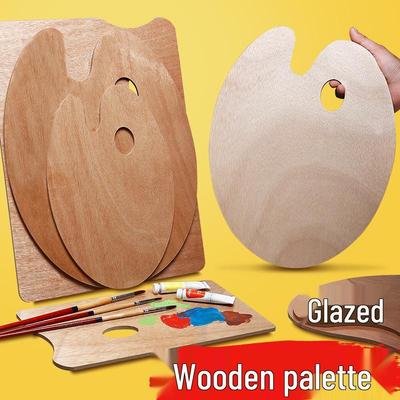 Ovales Holz-Malpalette mit Griff - Unregelmäßige Form für Öl und Acryl